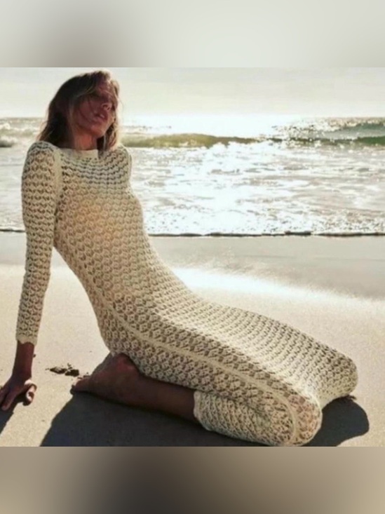 Zara Dresses & Skirts - NWT ZARA Open Knit Crochet Maxi Dress Cream Ecru M